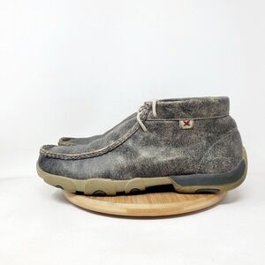 Twisted X Chukka Boots Mens 9 Driving Moc Toe Leather Lace Up Ankle Shoes